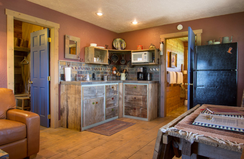 Guest kitchen at Cottonwood Meadow Lodge.