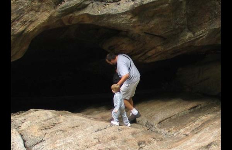 Cave exploring at Northern Lake George Resort.