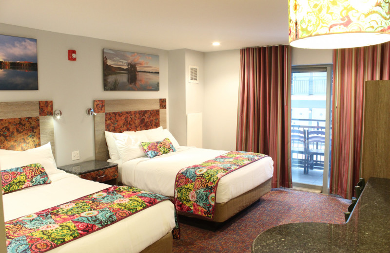 Guest room at Surfside on the Lake Hotel & Suites.