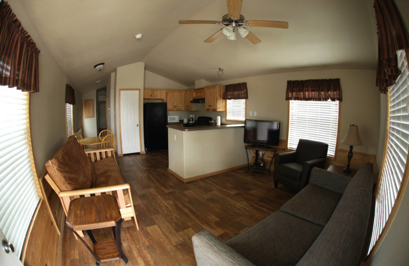 Cottage interior at Hill Country RV Resort & Cottage Rentals.