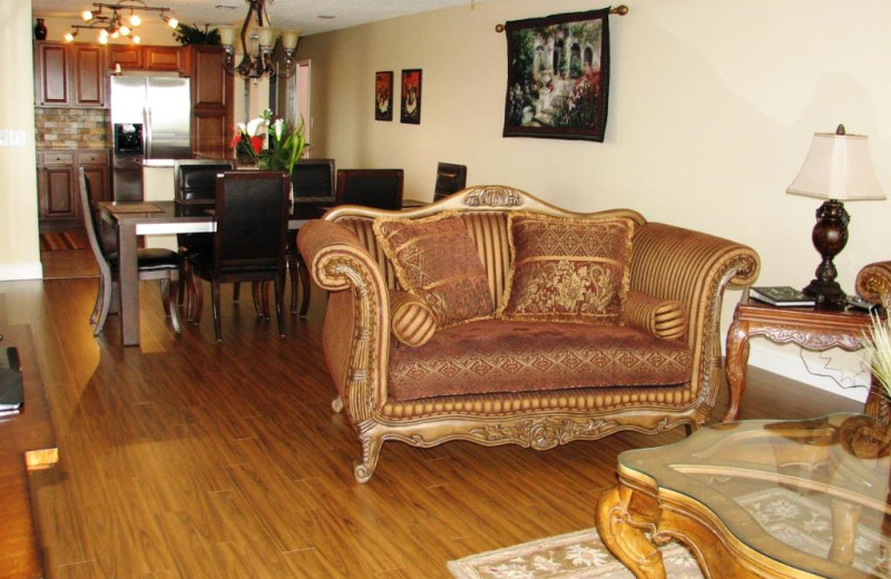 Resort rental living room at Travel Resort Services, Inc.