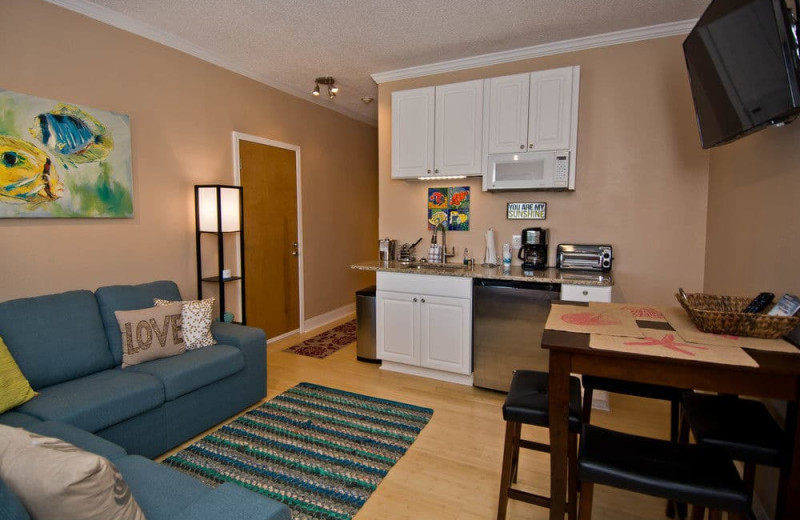 Guest room at Palm Suites Hotel.