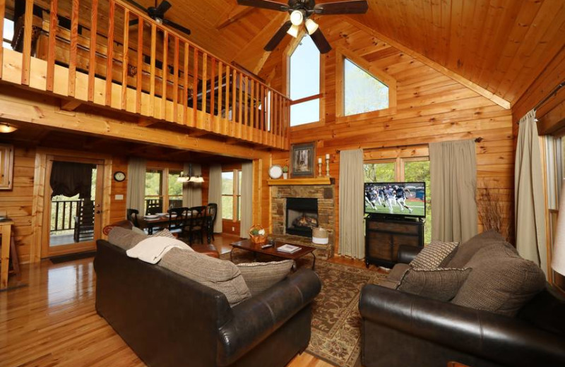Cabin living room at Little Valley Mountain Resort.
