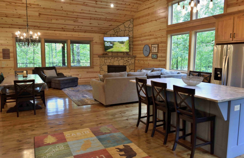 Rental interior at White Glove Luxury Cabins.