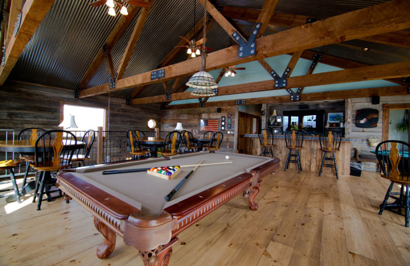 Game room at Whispering Oaks Ranch.