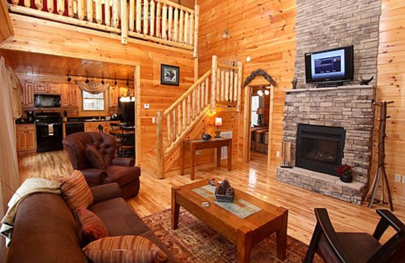 Cabin living room at Cabins For You.