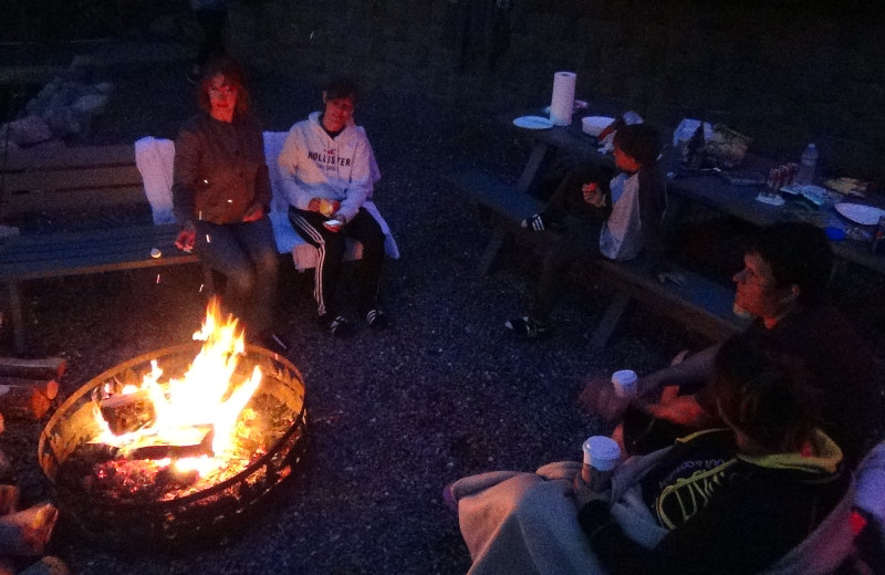 Family campfire at Cliffside Resort.