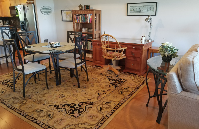 Rental dining area at Oceanfront Getaways.