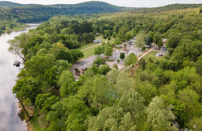 Aerial view of Copper John's Resort.