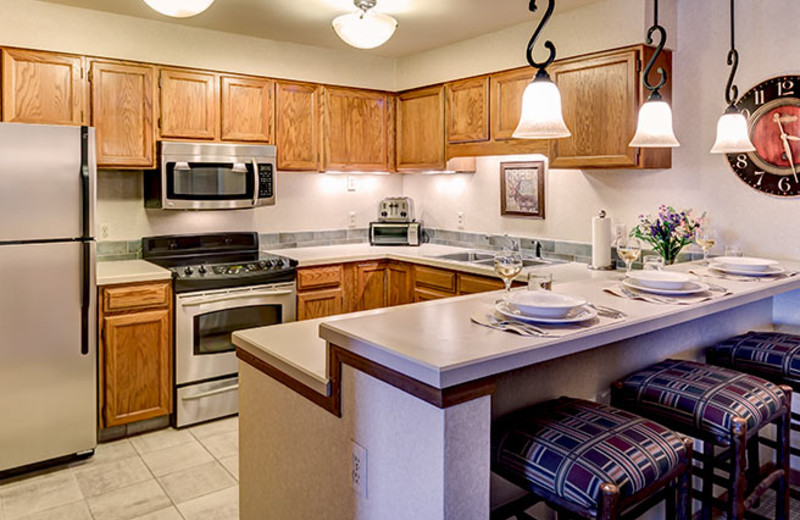 Rental kitchen at Bear Claw Condominiums.