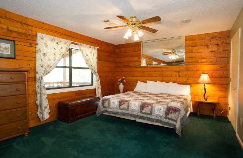 Cabin bedroom at Brady Mountain Resort & Marina.