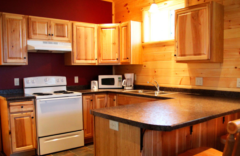 Cabin kitchen at Auger's Pine View Resort.