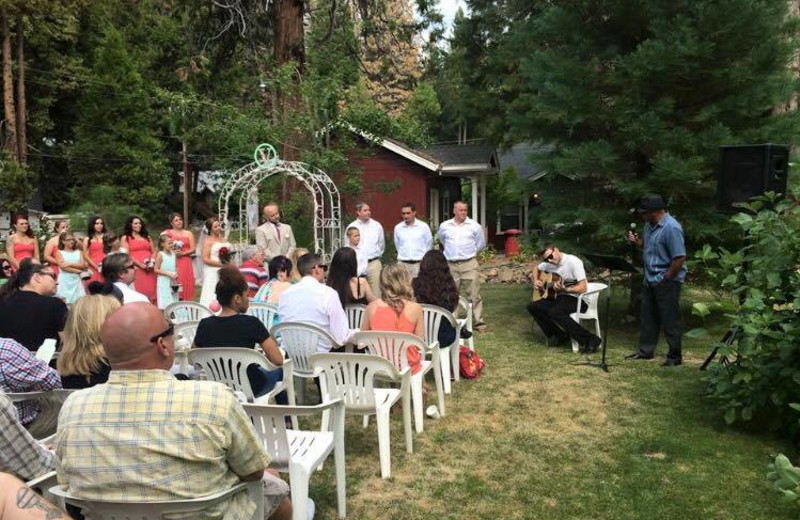 Wedding ceremony at Long Barn Lodge.