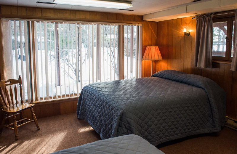 Cabin bedroom at Pitlik's Sand Beach Resort.