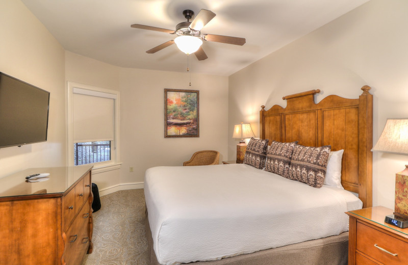 Condo bedroom at RiverStone Resort & Spa.