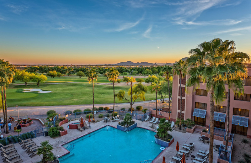 Golf and outdoor pool at Scottsdale Marriott at McDowell Mountains.
