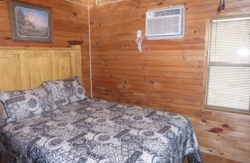 Cabin bedroom at Walnut Canyon Cabins.