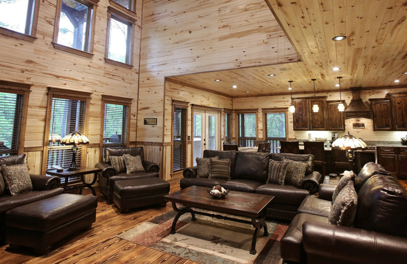 Cabin living room at Heartpine Hollow Cabin.