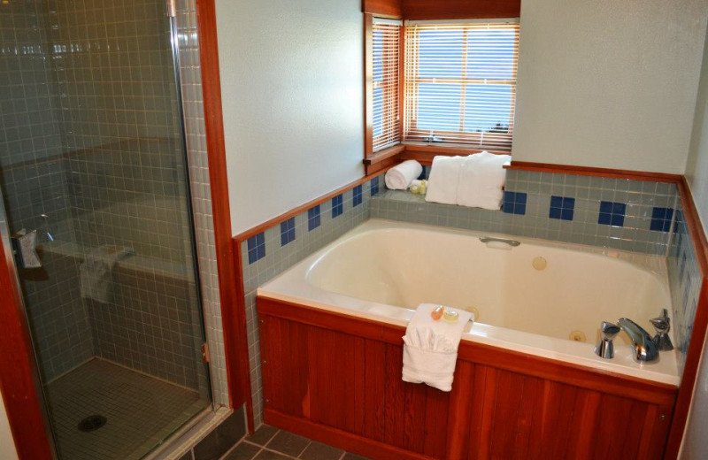 Guest bathroom at La Conner Channel Lodge.