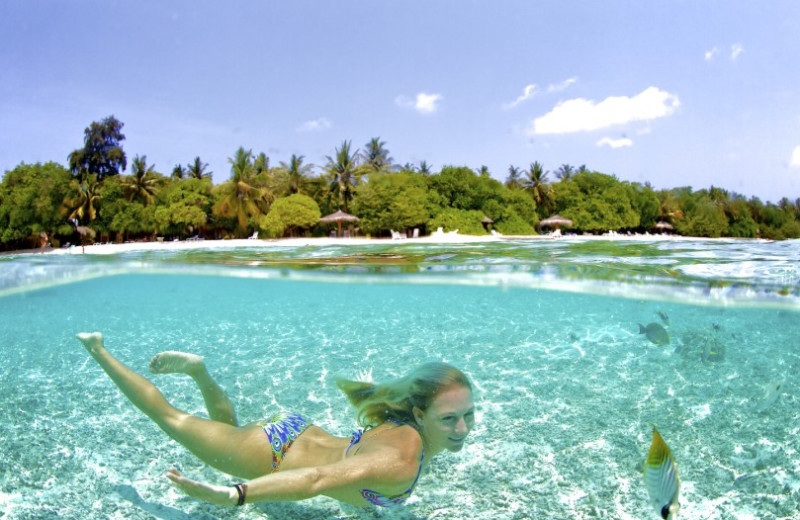 The beach at Hudhuranfushi Surf Resort.