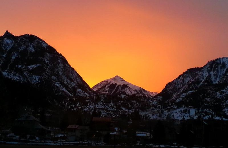 Sunset Behind the Mountains at Twin Peaks Lodge