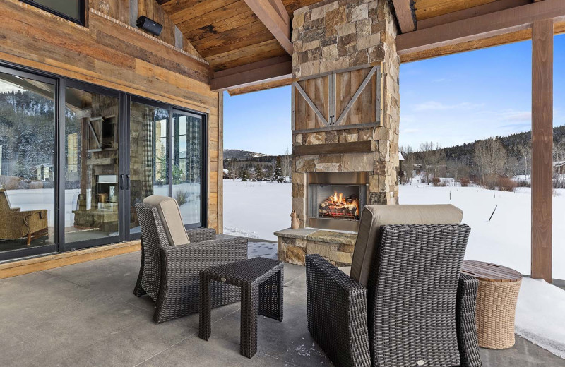 Cabin patio at Teton Springs Lodge.