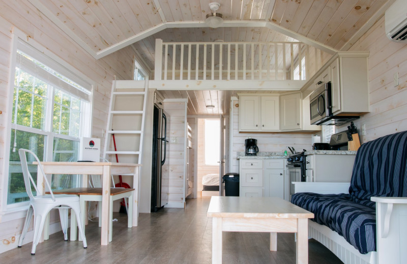 Cottage interior at Westward Shores Camping Resort.