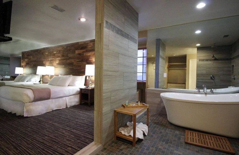 Guest room at Postmarc Hotel and Spa Suites.