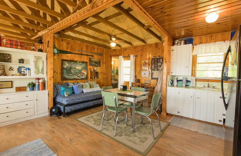 Cabin interior at Sybil Shores Resort.