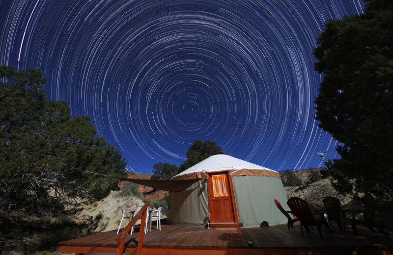 Exterior view of Escalante Yurts.