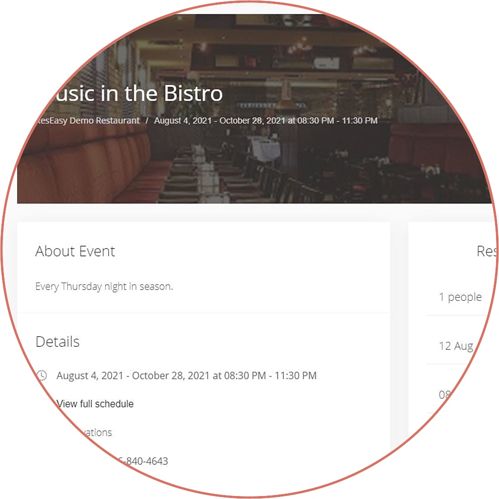 Event Reservation Management Widget