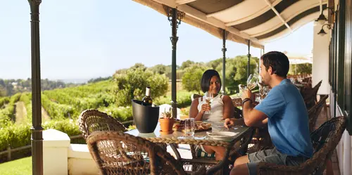 Table setting on winery patio.