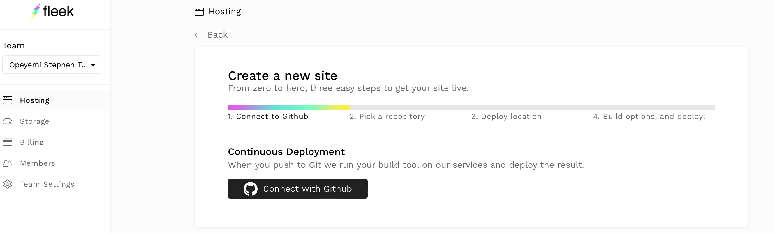 Connect Fleek To Github