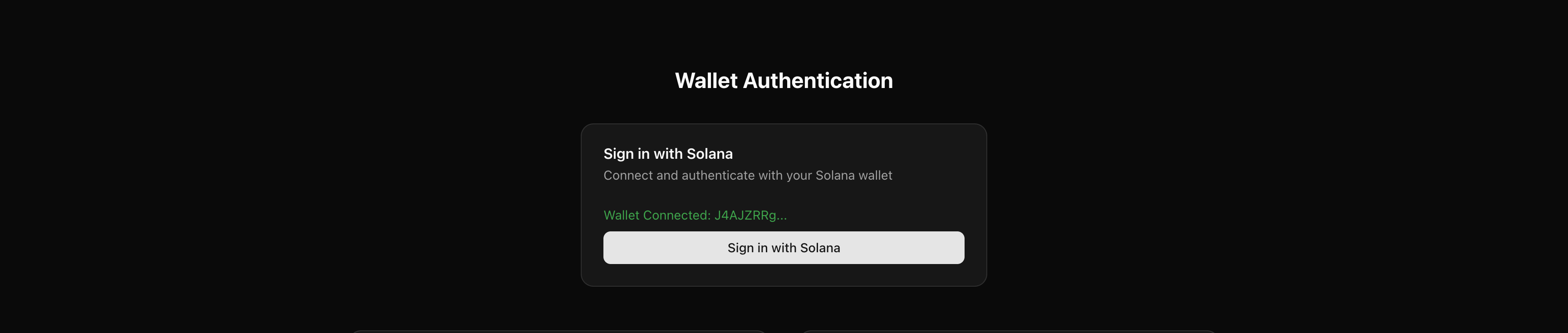 Connected wallet showing truncated address