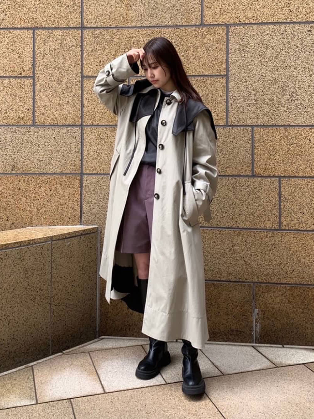 ルシェルブルー big collar belted maxi coat 2022セール 28050円