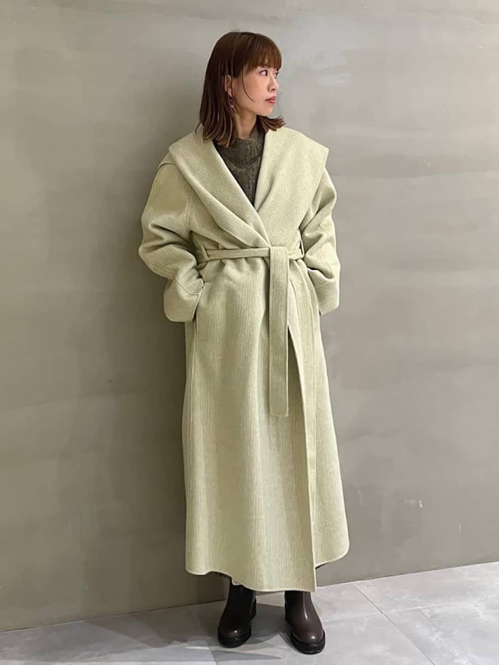 ルシェルブルー big collar belted maxi coat 2022セール 28050円