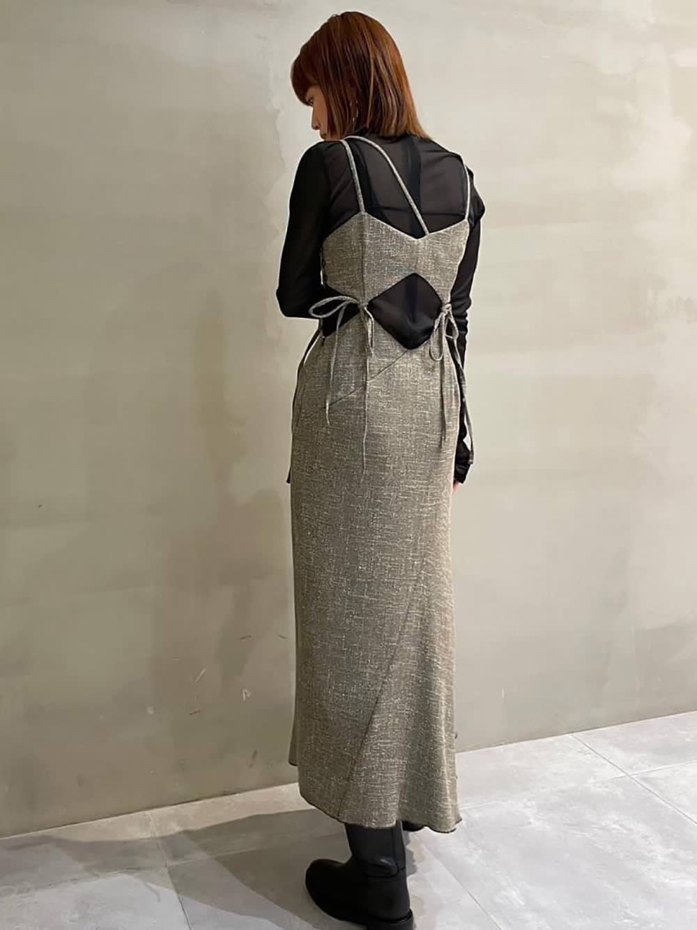 これからの季節にいかがですかルシェルブルー tweed cami dress