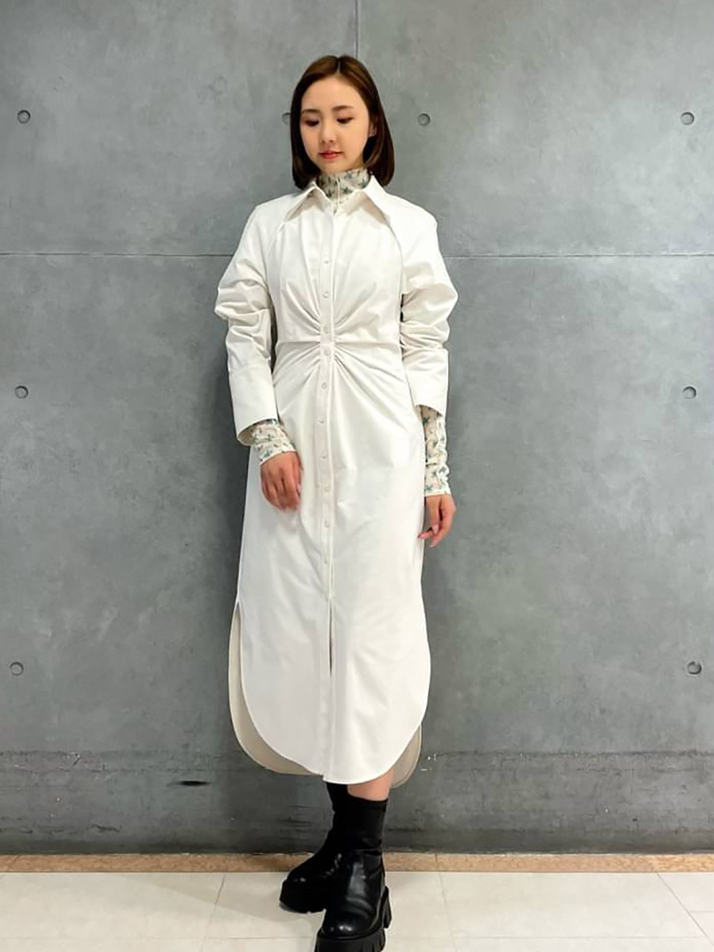 le ciel bleu ツイストテーラードドレス LE CIEL BLEU/ルシェルブルー Sheer Jacquard Dress シアージャ