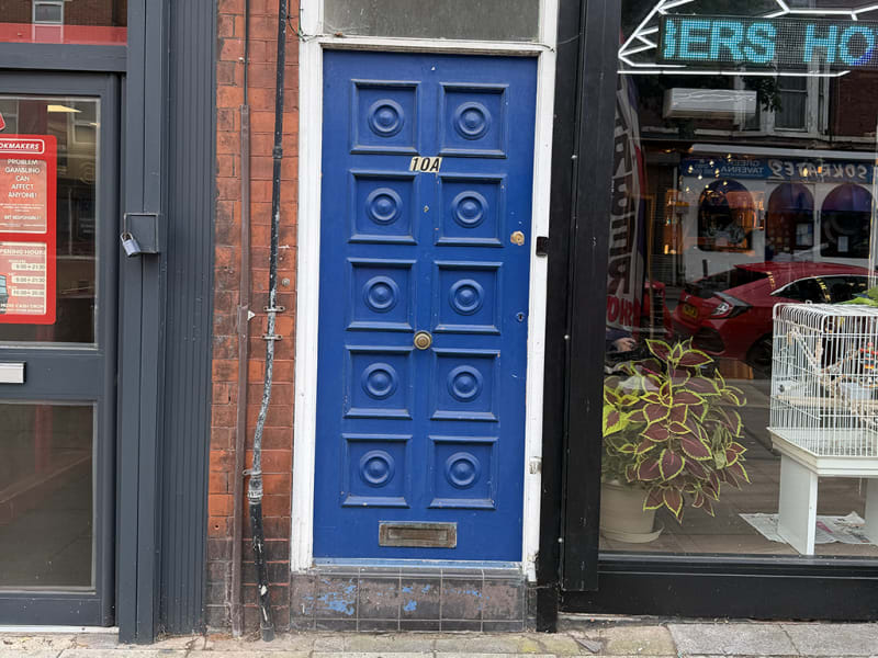 Keith's flat door.
