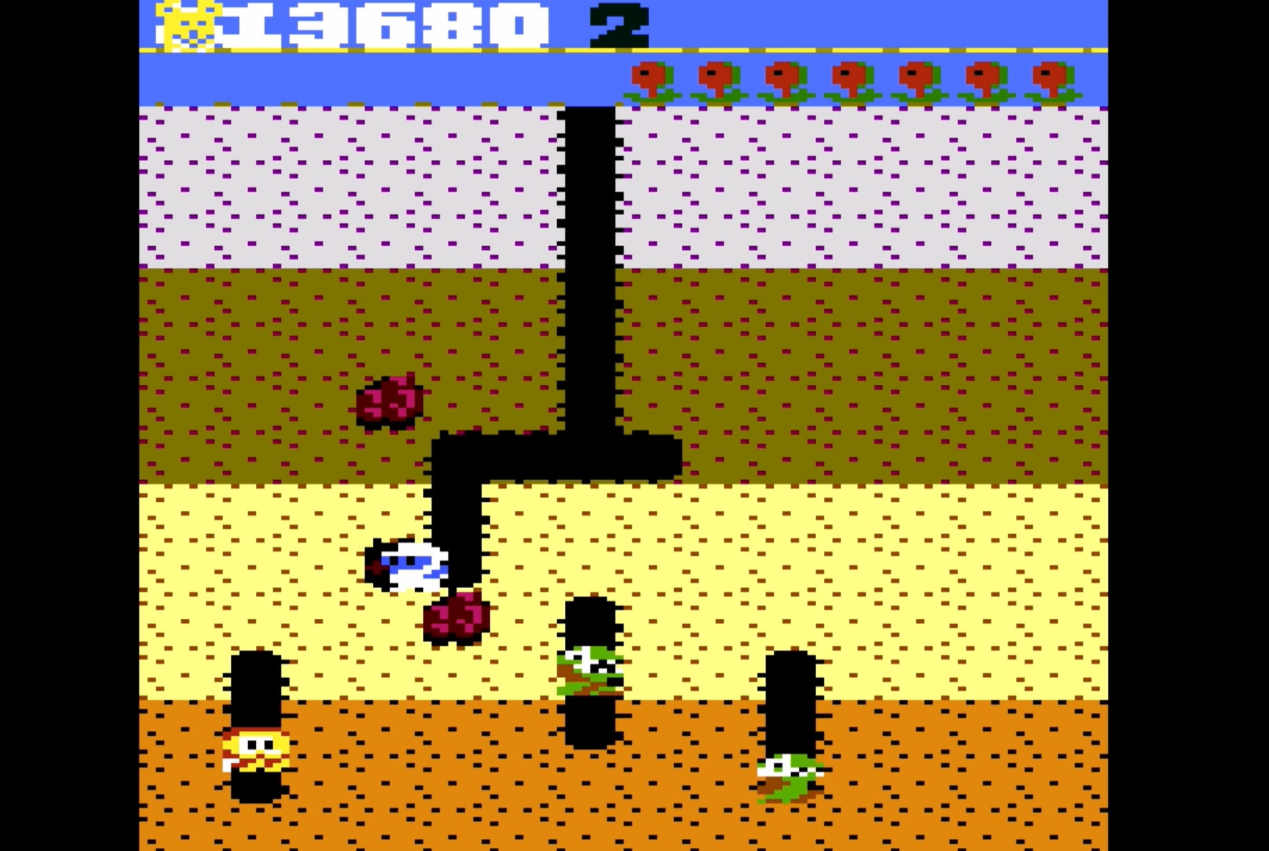XDig Dug gameplay on the Atari 7800