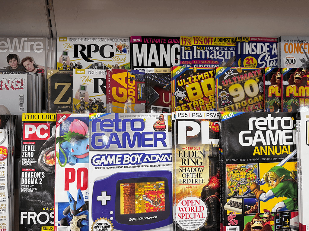 Magazine 2 A magazine rack in WH Smiths showing a slection of gaming magazines.