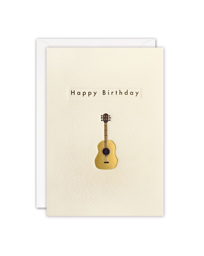 a card with a guitar on it