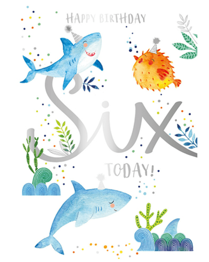 a group of watercolor sharks