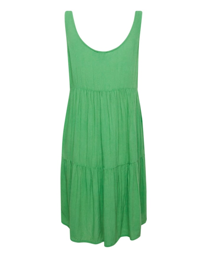 a green dress on a swinger