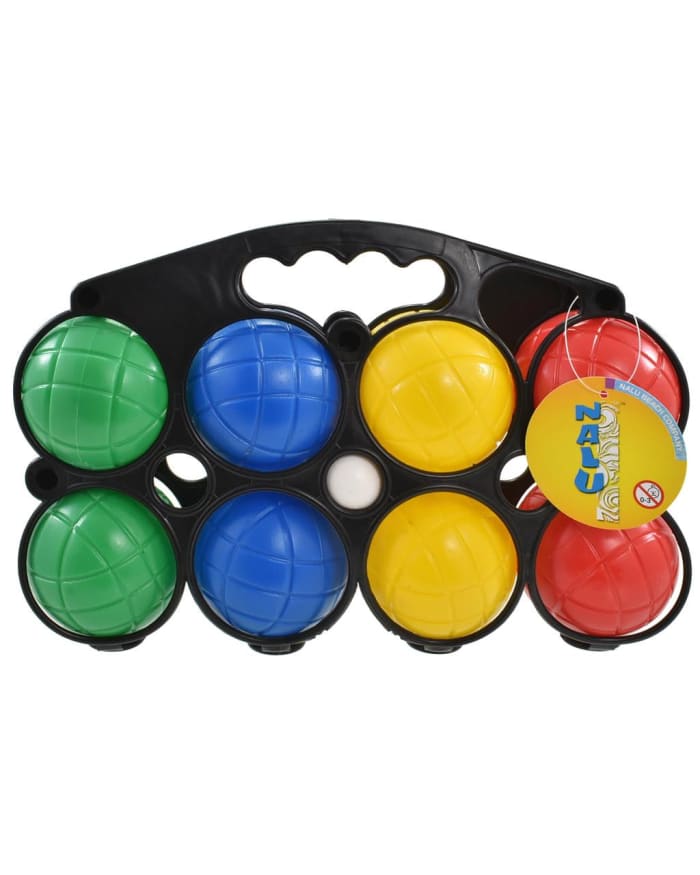 a black plastic container with colorful balls