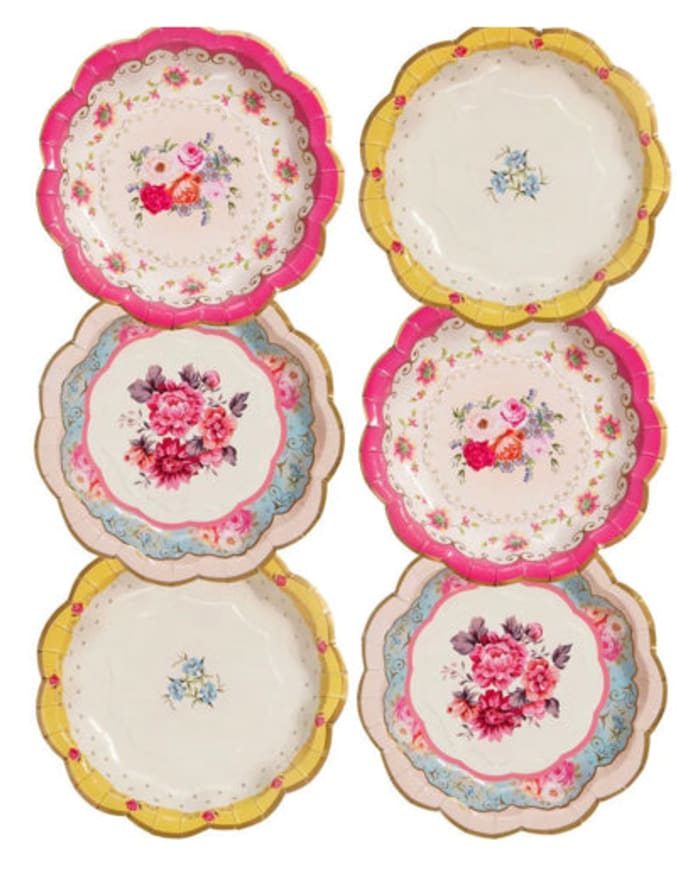 a group of plates with floral designs