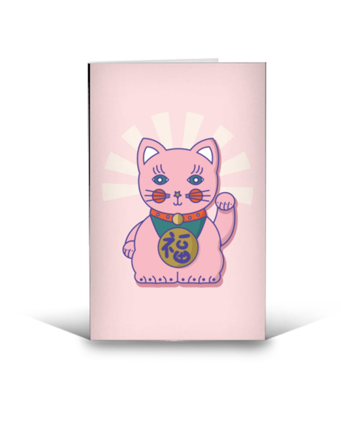 a pink card with a cat on it