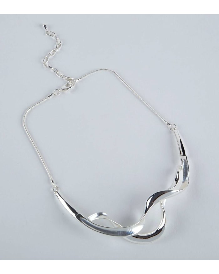 a silver necklace with a chain