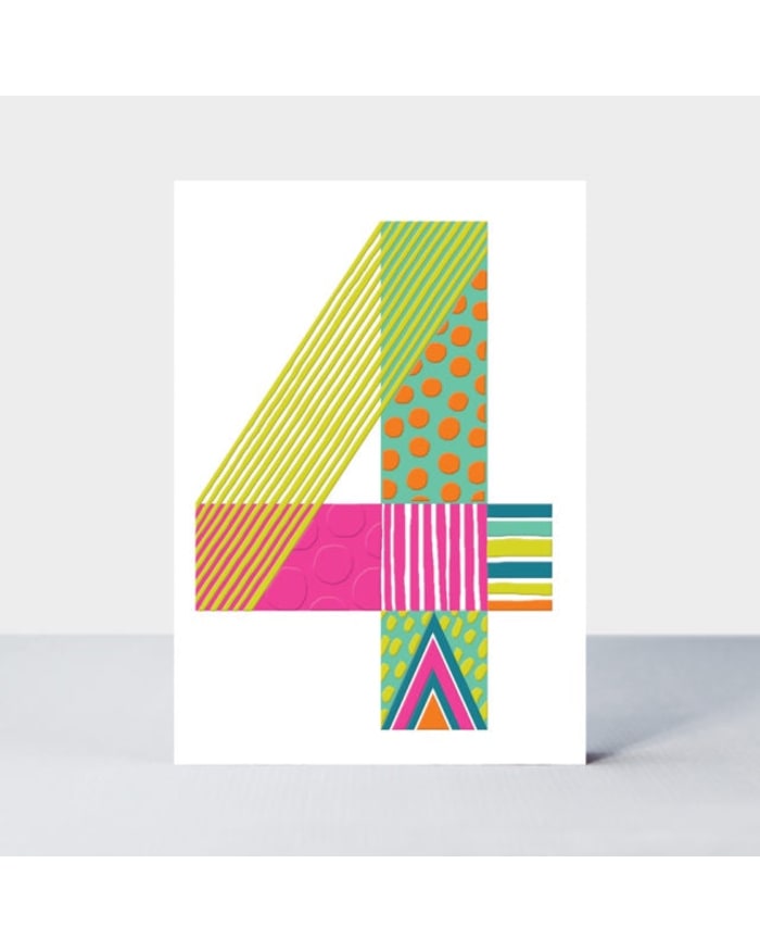 a card with colorful numbers