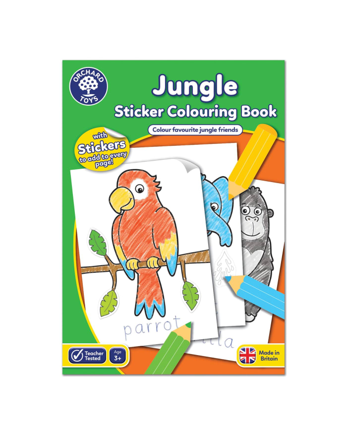 a book with a parrot and monkey drawing